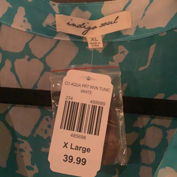 Tunic aqua and white. - Picture 4 of 7